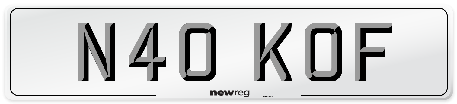 N40 KOF Number Plate from New Reg